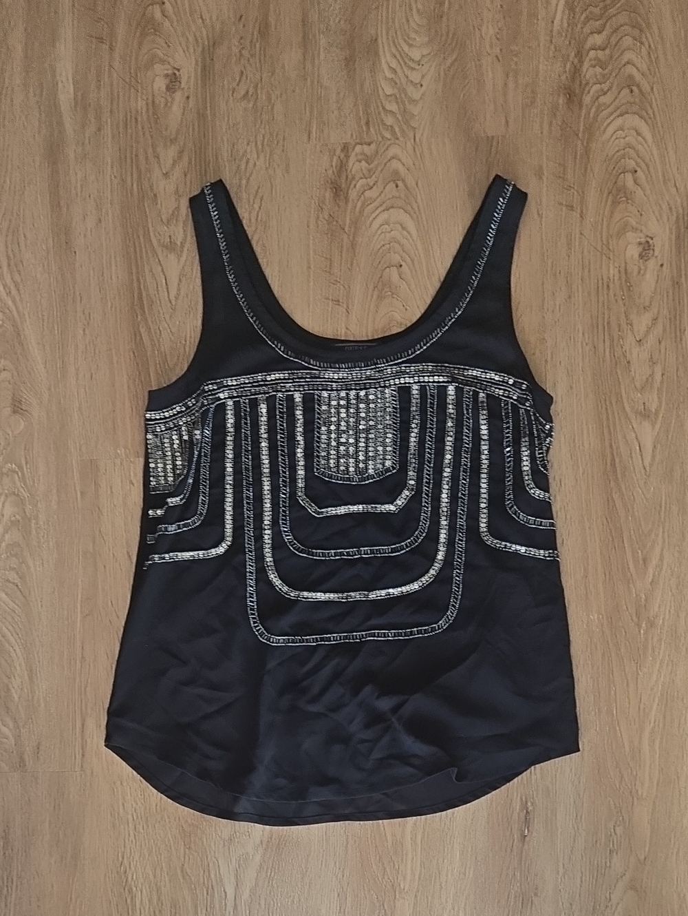 Guess Black Tank Top with Silver Embellishment